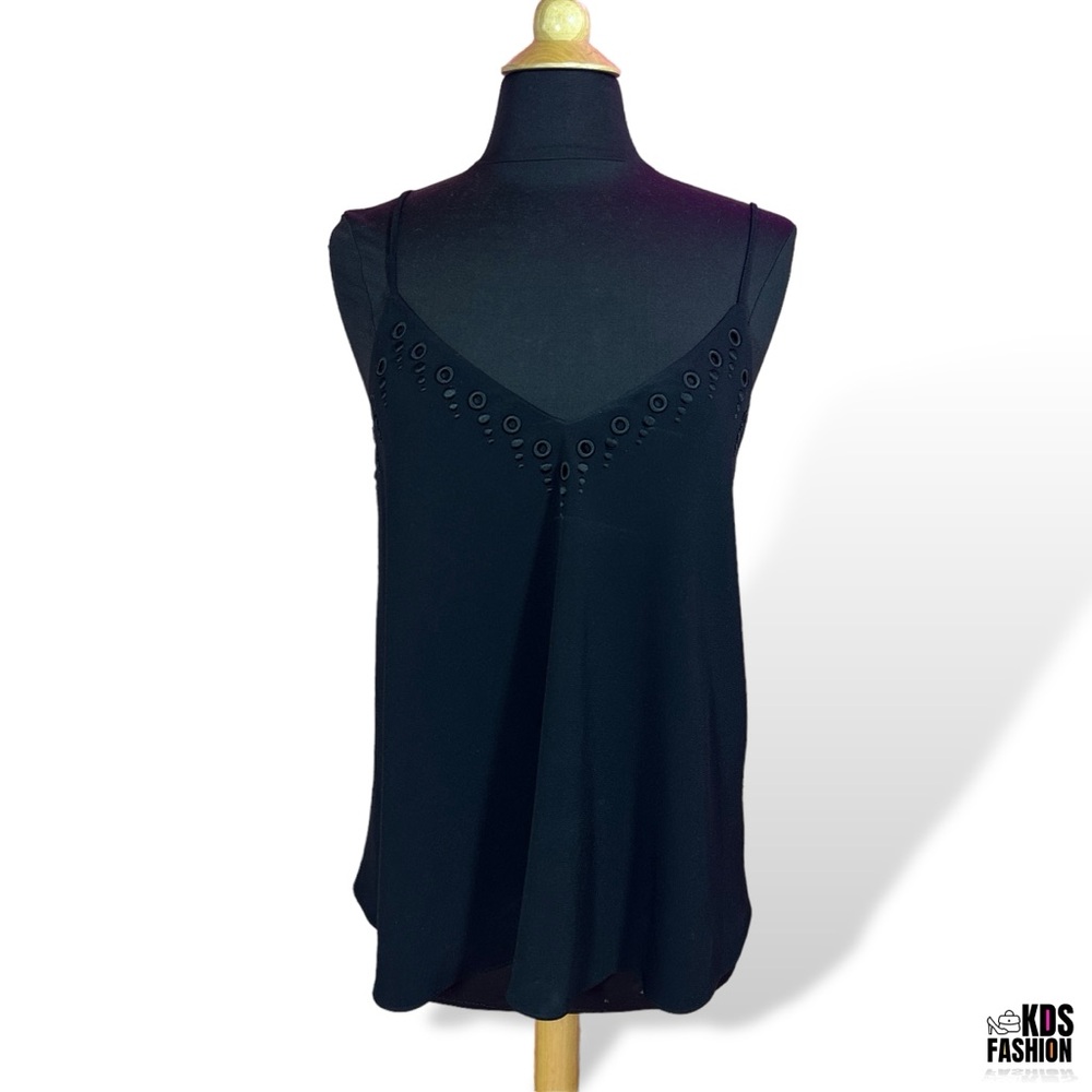 Derek Lam Black Eyelet Spaghetti Strap Tank Top 10